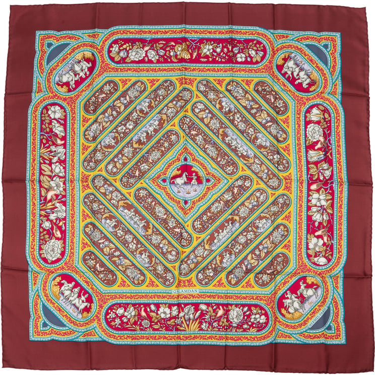 Hermès Hermès Silk Twill Qalamdan Silk Carre 90 Scarf Tuch