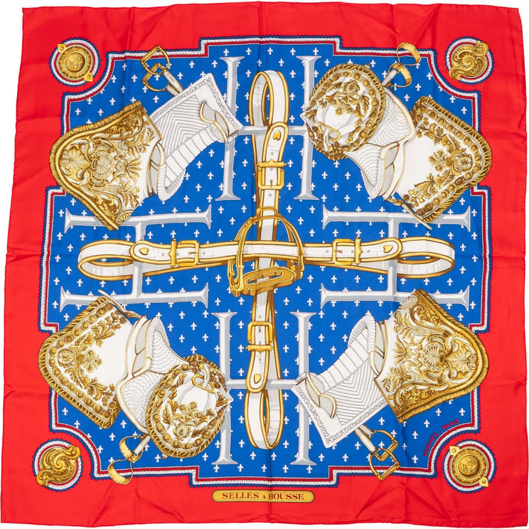Hermès Hermès Selles a Housse Silk Carre 90 Scarf Tuch