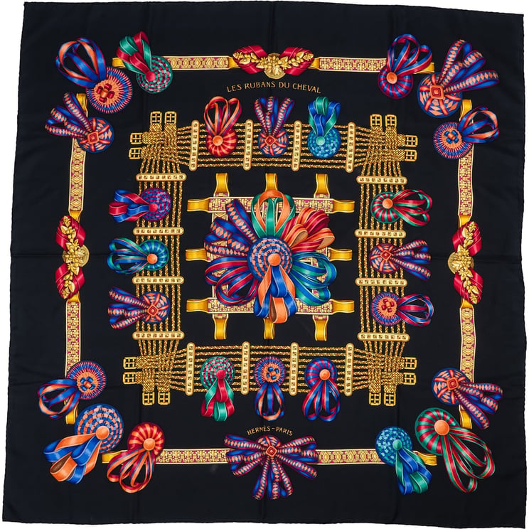 Hermès Hermès Les Rubans du Cheval Silk Carre 90 Scarf Tuch