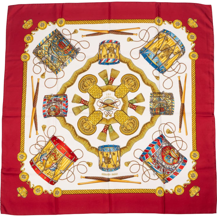 Hermès Hermès Les Tambours Silk Carre 90 Scarf Tuch