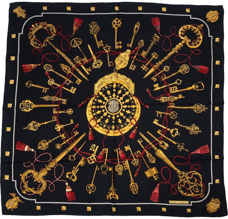 Hermès Hermès Les Clés Silk 90 Scarf Tuch