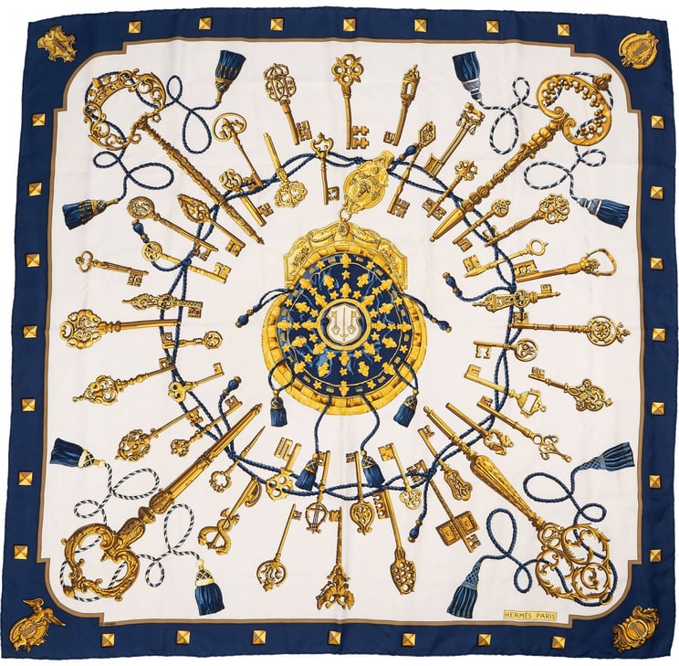Hermès Hermès Les Clés Silk 90 Scarf Tuch