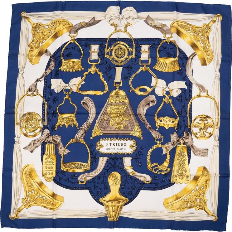 Hermès Hermès Etriers Silk Carre 90 Scarf Tuch