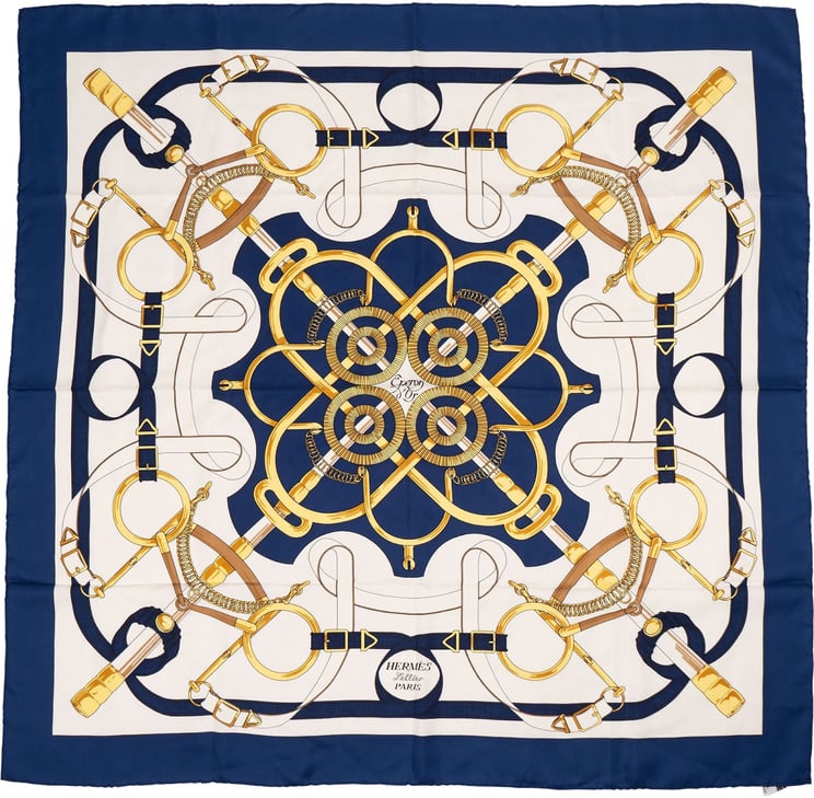 Hermès Hermès Éperon d'Or Silk Twill Silk 90 Scarf Tuch