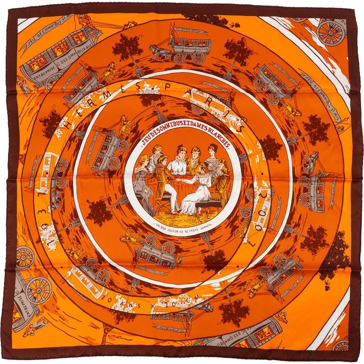 Hermès Hermès Jeu des Omnibus et Dames Blanches Silk Carre 70 Scarf Tuch