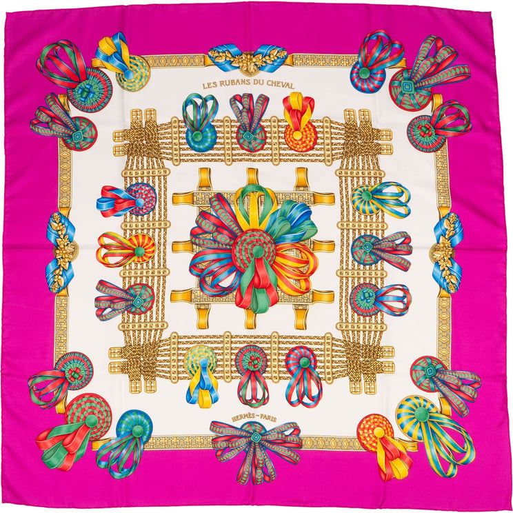 Hermès Hermès Les Rubans du Cheval Silk Carre 90 Scarf Tuch
