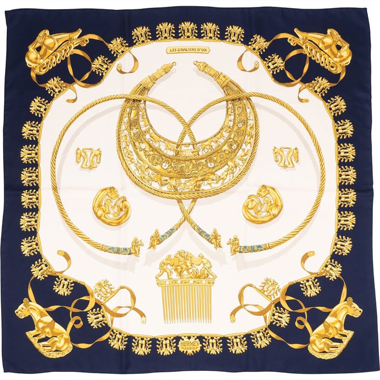 Hermès Hermès Les Cavaliers d'Or Silk 90 Scarf Tuch