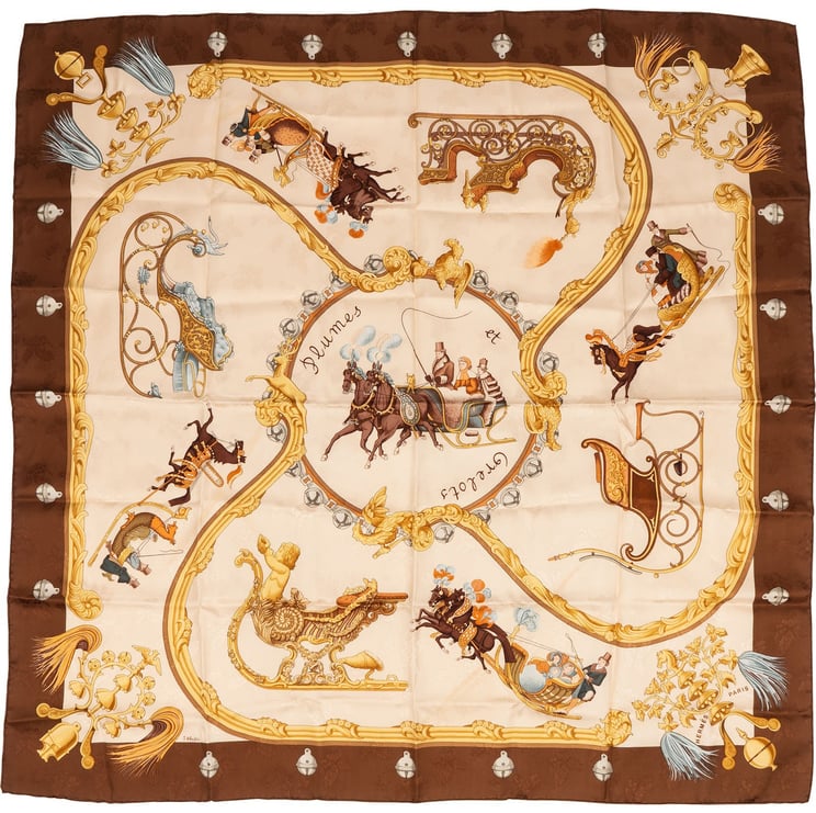 Hermès Hermès Plumes et Grelots Silk Carre 90 Scarf Tuch