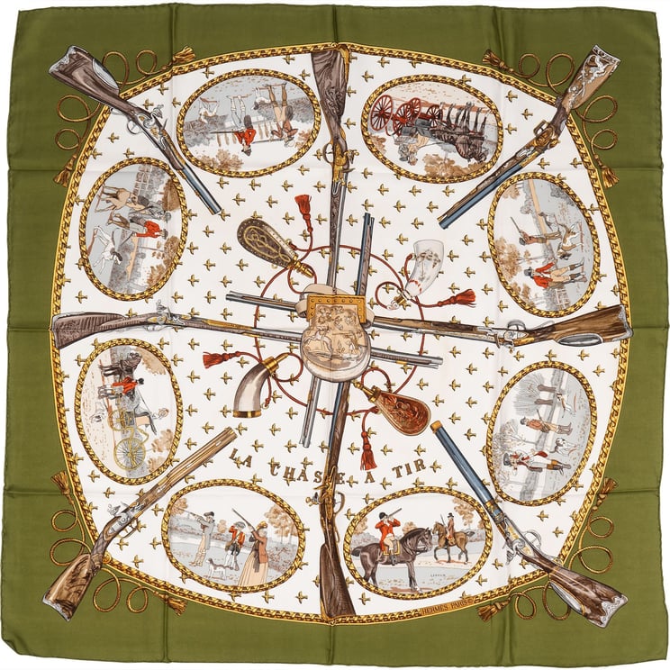 Hermès Hermès La Chasse a Tir Silk Carre 90 Scarf Tuch