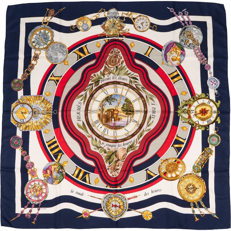 Hermès Hermès La Ronde des Heures Silk Carre 90 Scarf Tuch