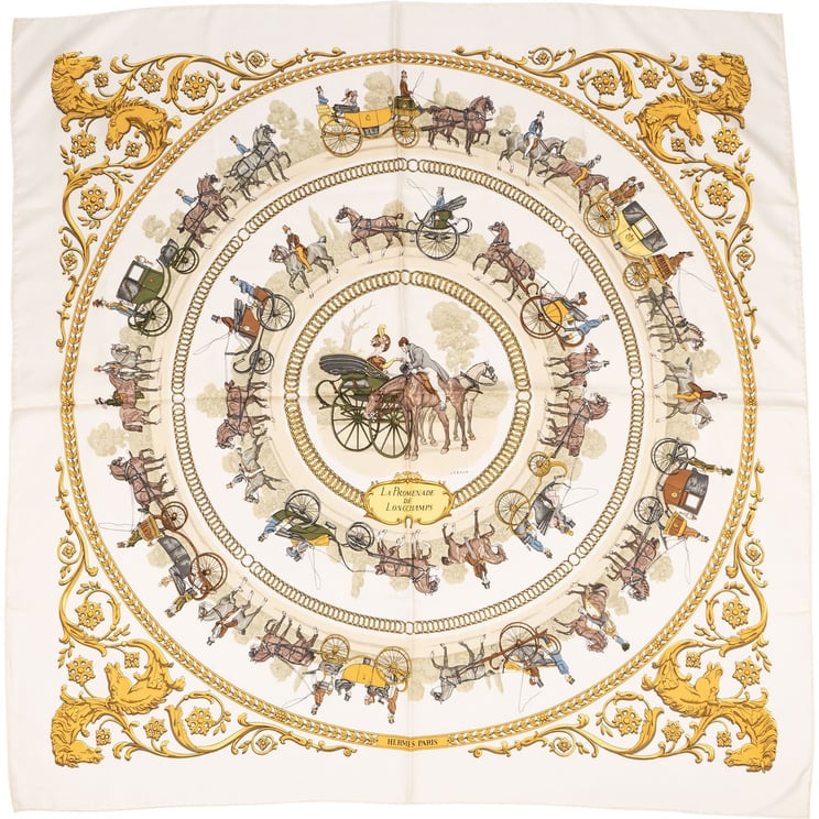 Hermès Hermès La Promenade de Longchamps Silk Carre 90 Scarf Tuch