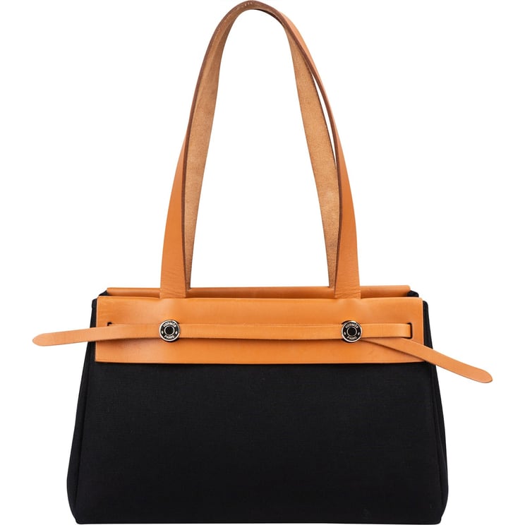 Hermès Hermès Canvas Leather Cabas PM Shoulder Bag