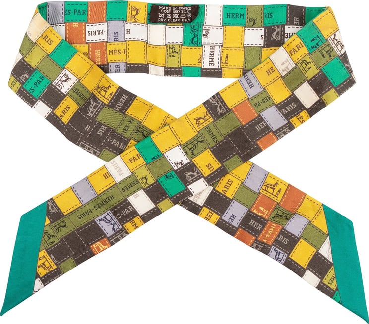Hermès Hermès Timbres Mosaic Silk Twilly Tuch Scarf