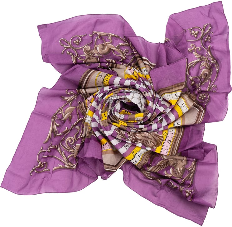 Hermès Hermès Purple Astrologie Dies et Hore Cotton Carre 140 Tuch Scarf
