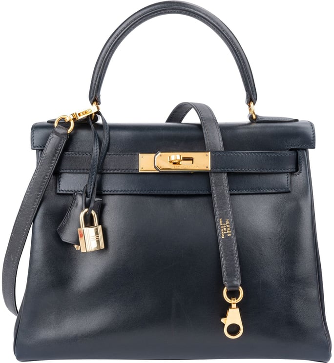 Hermès Hermès Blue Boxcalf Leather Kelly 28 Handbag
