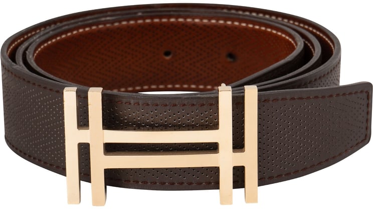 Hermès Hermès Brown Leather Perforated H Reversible Belt