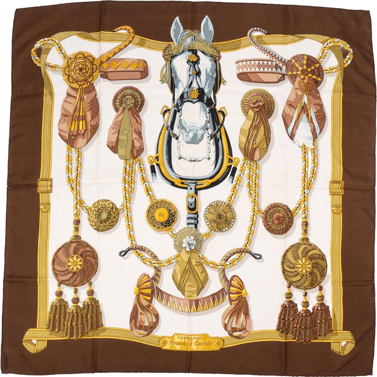 Hermès Hermès Frontaux et Cocardes Silk 90 Scarf Tuch