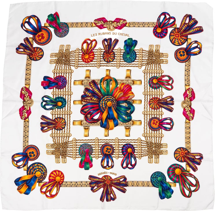 Hermès Hermès Les Rubans du Cheval Silk 90 Scarf Tuch