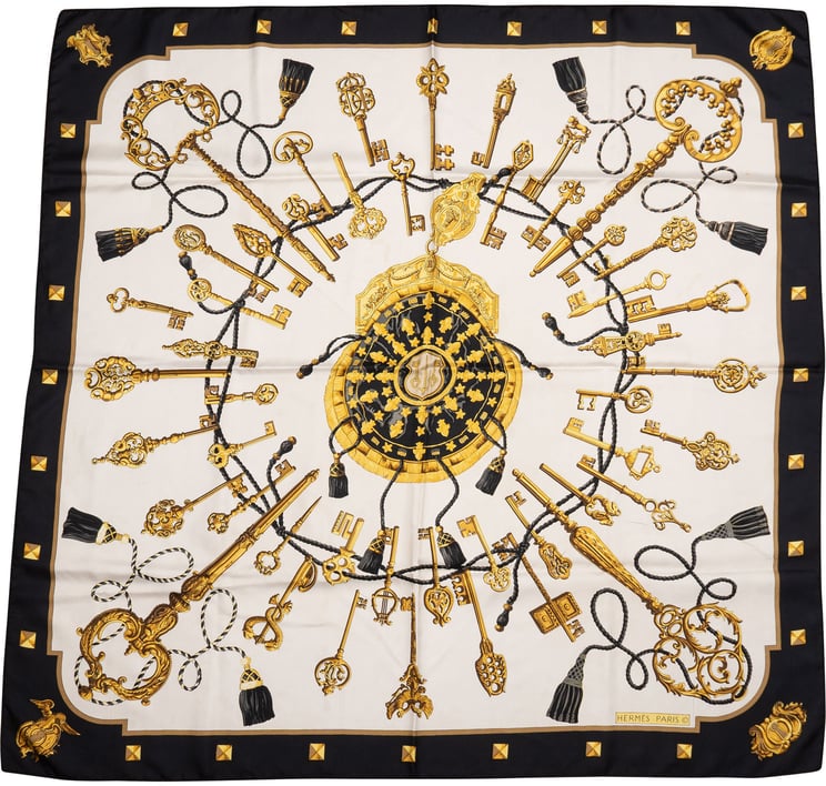 Hermès Hermès Classic "Les Clefs" Silk Carre 90 Scarf Tuch