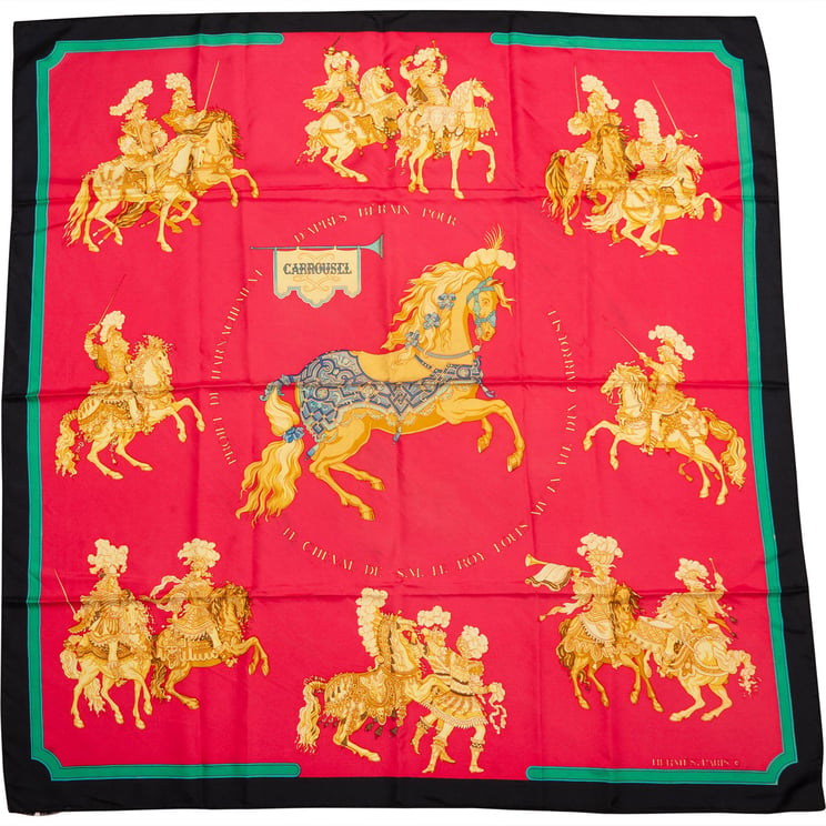 Hermès Hermès Classic "CARROUSEL" Silk Carre 90 Scarf Tuch