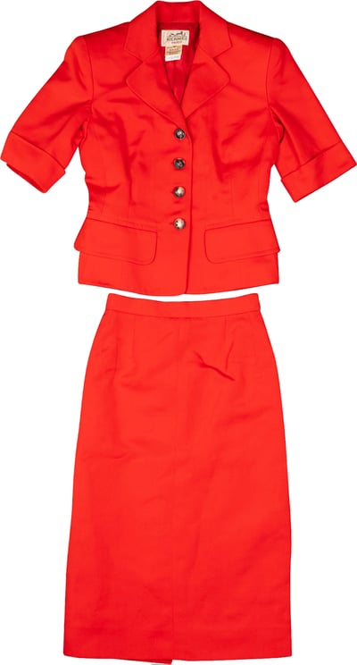 Hermès Hermès Rouge Cotton Costume Summer Jacket Set (DE36 / FR38)