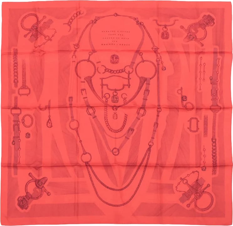 Hermès Hermès Carré 90 "ETVDE POVR VNE PARVRE DE GALA" Silk handkerchief in Red