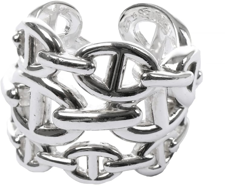 Hermès Hermes Chaîne d'Ancre Enchaînée Silver Ring, Size 54 EU