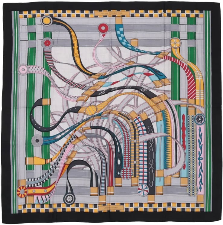Hermès Hermès Carré Geant "Voltes et Pirouettes" Cashemere & Silk Scarf in Black