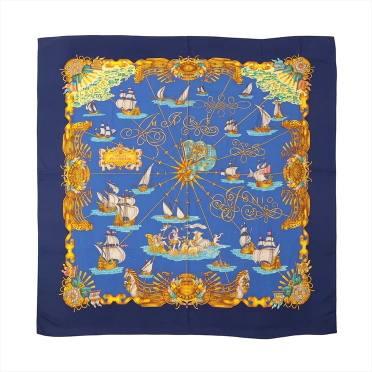 Hermès Hermès Carré Géant "VOILES DE LUMIERE" Cashmere x Silk scarf in Navy Blue