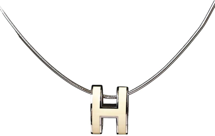 Hermès Hermes Pop H Necklace Metal × 925 in Ecru x Silver