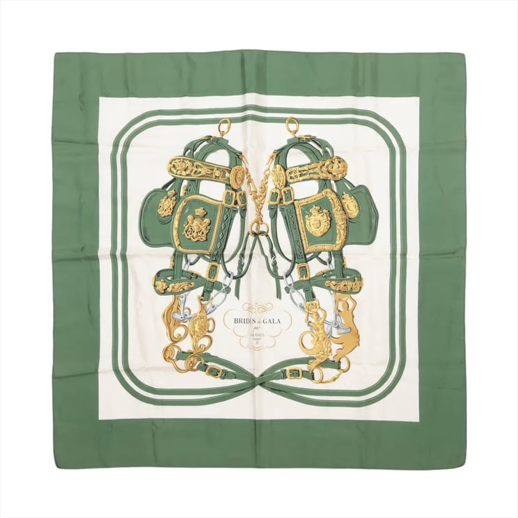 Hermès Hermès Carré 90 "BRIDES de GALA" Silk handkerchief in Green