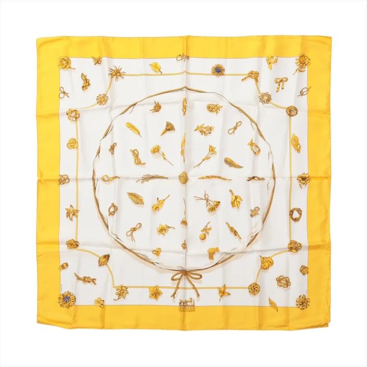 Hermès Hermès Carré 90 "Clips" Silk handkerchief in Yellow