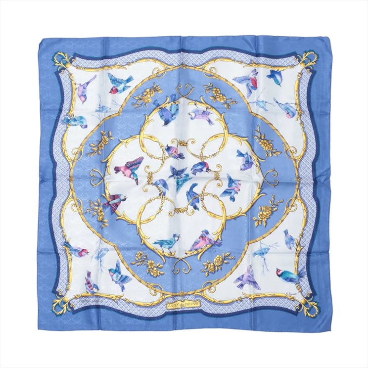 Hermès Hermès Carré 90 "LA CLE des CHAMPS" Silk handkerchief in Blue