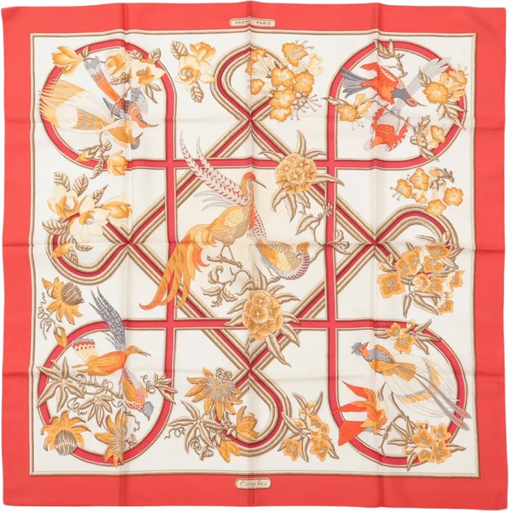 Hermès Hermès Carré 90 "Caraibes" Silk handkerchief in Red