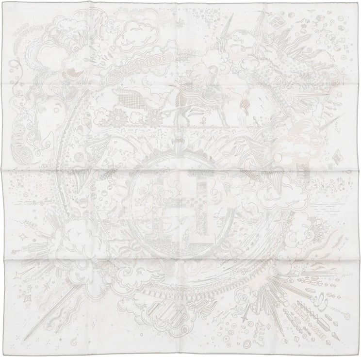 Hermès Hermès Carré 90 " PLEASE HOLD THE LINE" Silk handkerchief in White