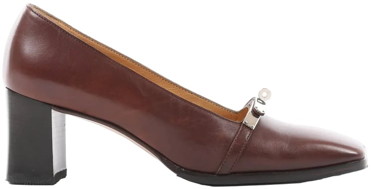 Hermès HERMES Kelly Leather Pumps in Brown, Size 38 EU