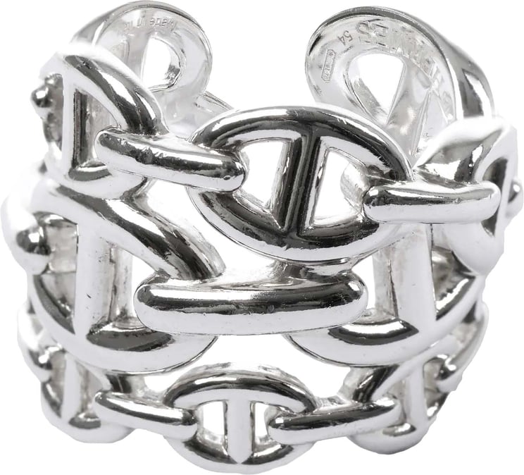 Hermès Hermes Chaîne d'Ancre Enchaînée Silver Ring, Size 54 EU