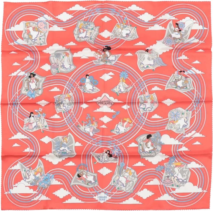 Hermès Hermès Carré 70 "CARRES VOLANTS" Silk handkerchief in Red