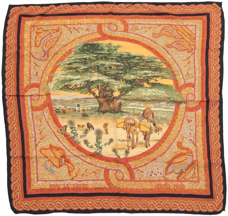 Hermès Hermès Carré 90 "SOUS LE CEDRE" Silk handkerchief in Brown