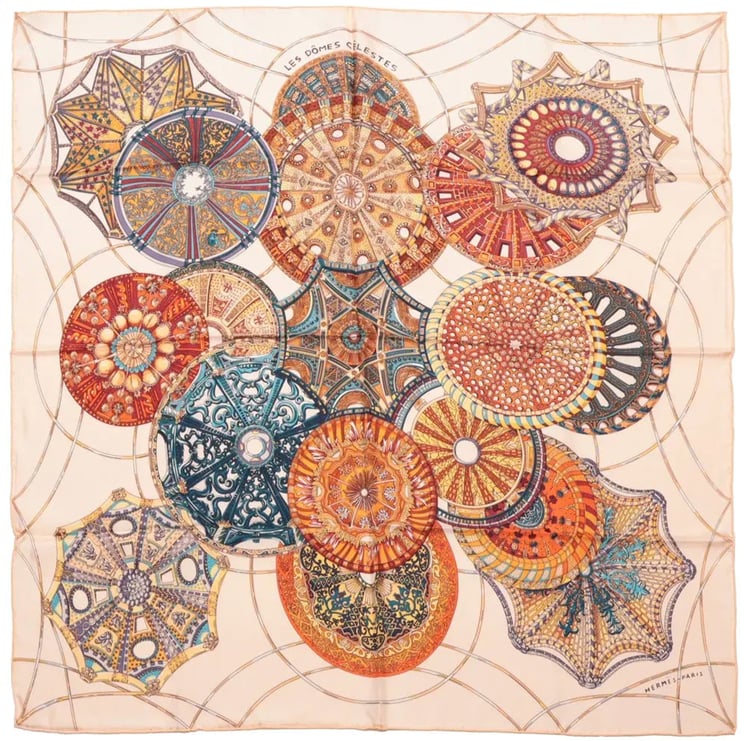 Hermès Hermès Carré 90 "LES DOMES CELESTES" Silk handkerchief in Brown