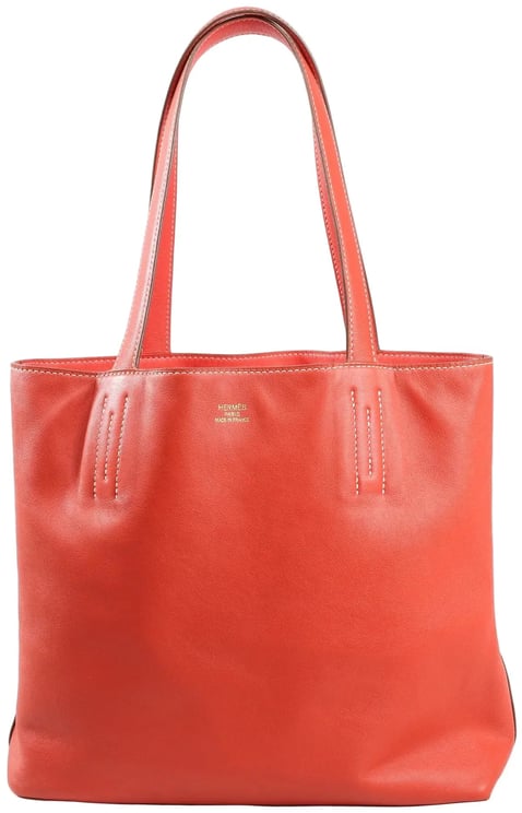 Hermès HERMES Double Sense 28 Veau Swift Shoulder Bag in Sanguine x Rose Jaipur □R: 2014