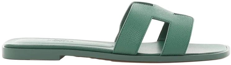 Hermès HERMES Oran Epsom Leather Sandals in Vert Cactus Green, Size 39 EU