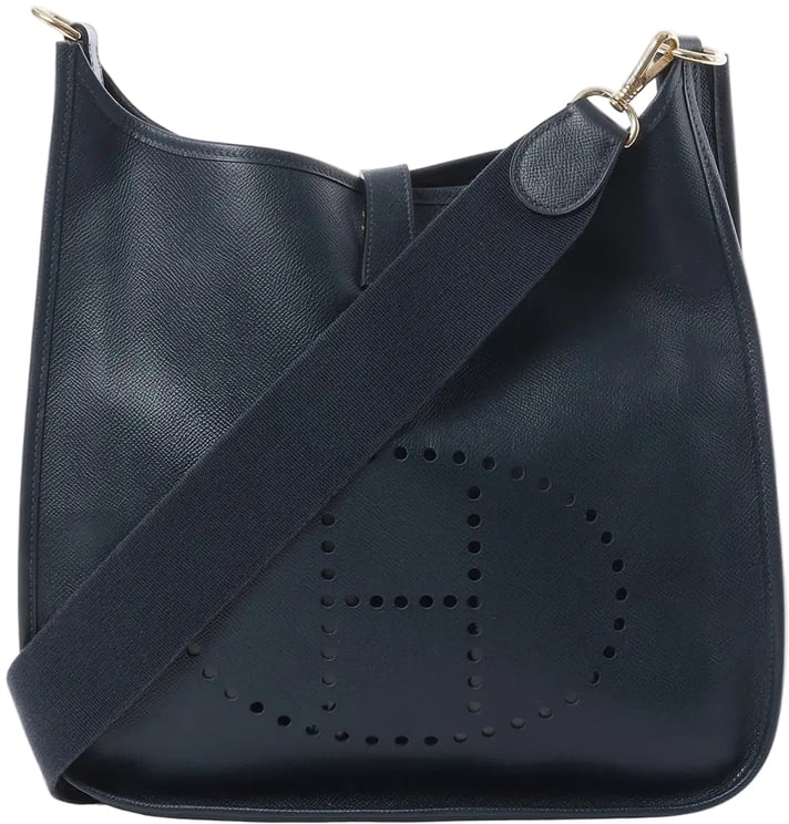 Hermès Hermes Evelyn 1 33 GM Cushbell Leather in Vert Navy Blue □A: 1997