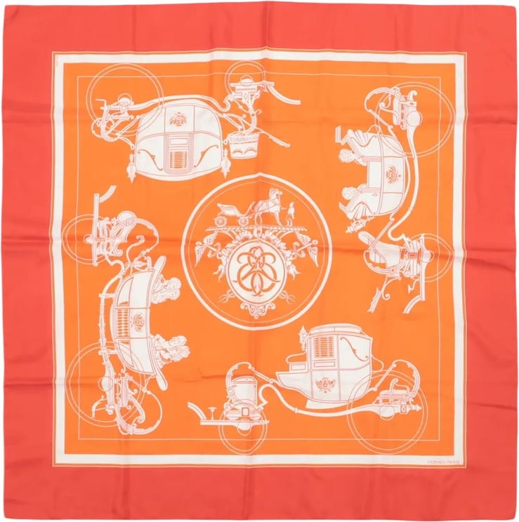 Hermès Hermès Carré 90 "Ex-Libris" Silk handkerchief in Orange