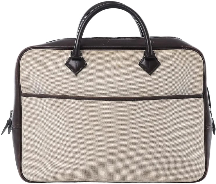 Hermès HERMES Plume Dog 38 Toile H & Leather in Beige×Brown □F: 2002