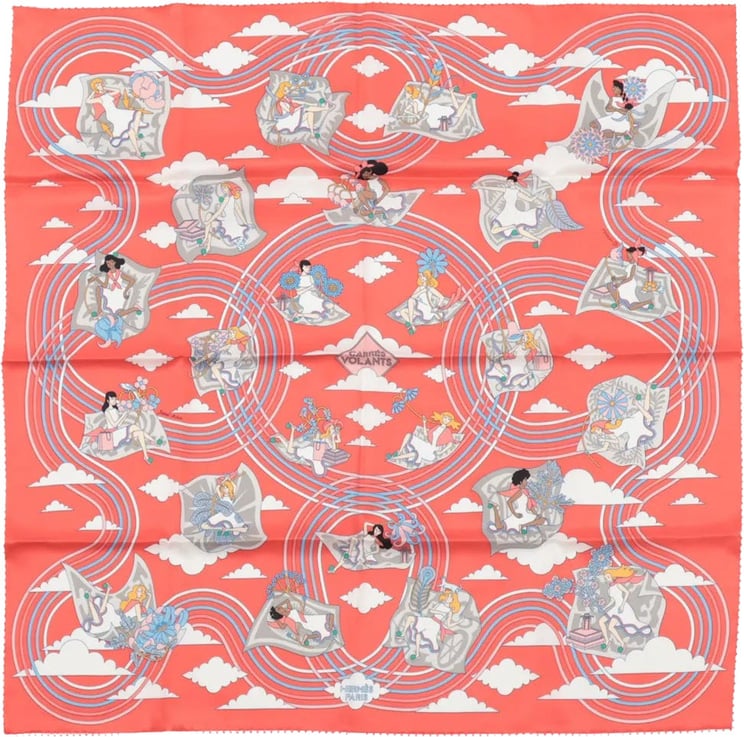 Hermès Hermès Carré 70 "CARRES VOLANTS" Silk handkerchief in Red