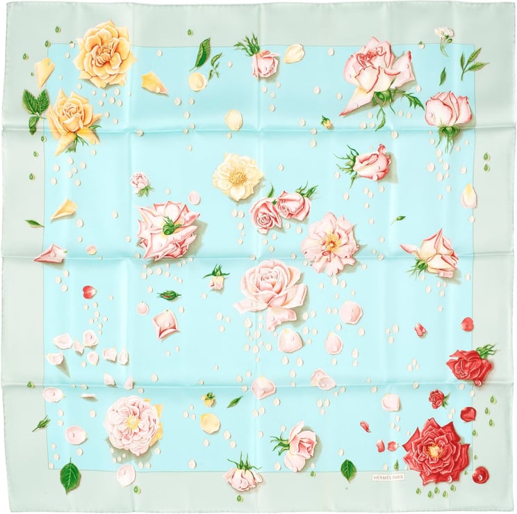 Hermès Hermès Carré 90 "LA ROSEE" Silk handkerchief in Blue