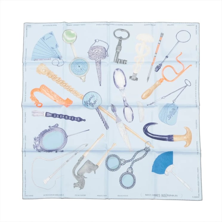 Hermès Hermès Carré 90 "Nous Sommes Inséparables" Silk handkerchief in Blue