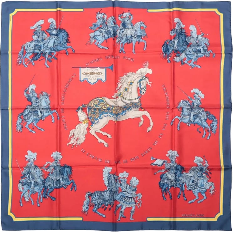 Hermès Hermès Carré 90 "CARROUSEL" Silk handkerchief in Red