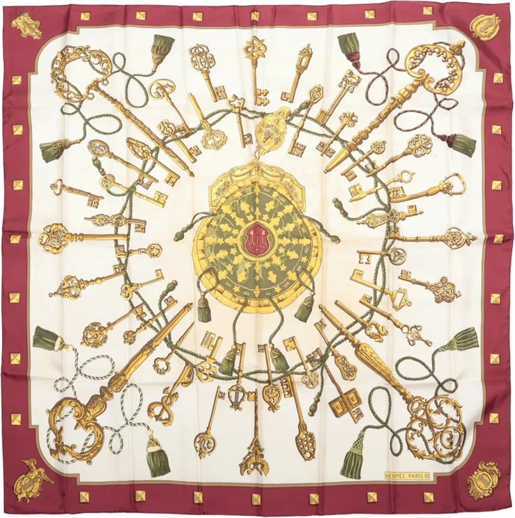 Hermès Hermès Carré 90 "LES CLES" Silk handkerchief in Burgundy